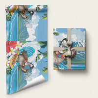 Aloha Hawaii Shaka Nene Goose Wrapping Paper Surfing Take It Easy LT14 58" × 23" Blue - Polynesian Pride