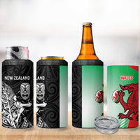 New Zealand and Wales Rugby Custom 4 in 1 Can Cooler Tumbler Aotearoa All Black Combine Welsh Dragon - Polynesian Pride