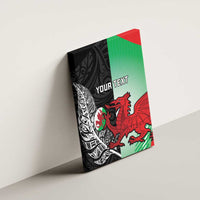 New Zealand and Wales Rugby Custom Canvas Wall Art Aotearoa All Black Combine Welsh Dragon - Polynesian Pride