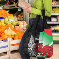 New Zealand and Wales Rugby Custom Grocery Bag Aotearoa All Black Combine Welsh Dragon - Polynesian Pride