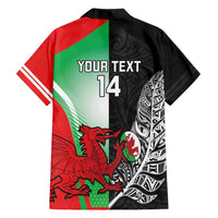 New Zealand and Wales Rugby Custom Hawaiian Shirt Aotearoa All Black Combine Welsh Dragon - Polynesian Pride