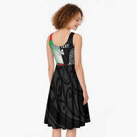 New Zealand and Wales Rugby Custom Midi Dress Aotearoa All Black Combine Welsh Dragon - Polynesian Pride
