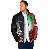 New Zealand and Wales Rugby Custom Padded Jacket Aotearoa All Black Combine Welsh Dragon - Polynesian Pride