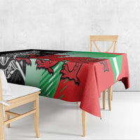 New Zealand and Wales Rugby Custom Tablecloth Aotearoa All Black Combine Welsh Dragon - Polynesian Pride