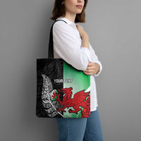 New Zealand and Wales Rugby Custom Tote Bag Aotearoa All Black Combine Welsh Dragon - Polynesian Pride