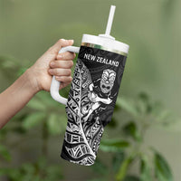 New Zealand and Wales Rugby Custom Tumbler With Handle Aotearoa All Black Combine Welsh Dragon - Polynesian Pride
