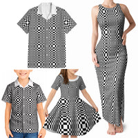 Black White Filipino Binakol Motifs Family Matching Tank Maxi Dress and Hawaiian Shirt Mabuhay Philippines Festival Kusikus Pattern LT14 - Polynesian Pride