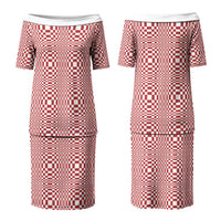 Red White Filipino Binakol Motifs Couples Matching Puletasi and Long Sleeve Button Shirt Mabuhay Philippines Festival Kusikus Pattern LT14 - Polynesian Pride