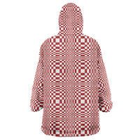 Red White Filipino Binakol Motifs Wearable Blanket Hoodie Mabuhay Philippines Festival Kusikus Pattern LT14 - Polynesian Pride