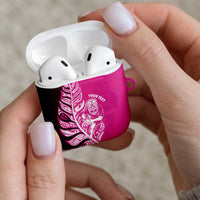 New Zealand Silver Fern Rugby Custom AirPods Case All Black Maori Pattern Pink LT14 - Polynesian Pride