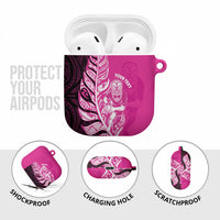 New Zealand Silver Fern Rugby Custom AirPods Case All Black Maori Pattern Pink LT14 - Polynesian Pride
