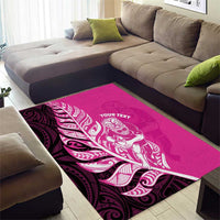 New Zealand Silver Fern Rugby Custom Area Rug All Black Maori Pattern Pink - Polynesian Pride