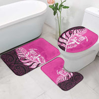 New Zealand Silver Fern Rugby Custom Bathroom Set All Black Maori Pattern Pink - Polynesian Pride