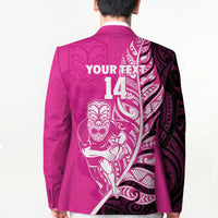 New Zealand Silver Fern Rugby Custom Blazer All Black Maori Pattern Pink - Polynesian Pride