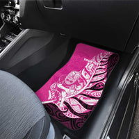 New Zealand Silver Fern Rugby Custom Car Mats All Black Maori Pattern Pink - Polynesian Pride