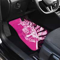 New Zealand Silver Fern Rugby Custom Car Mats All Black Maori Pattern Pink - Polynesian Pride