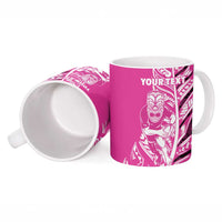 New Zealand Silver Fern Rugby Custom Ceramic Mug All Black Maori Pattern Pink - Polynesian Pride