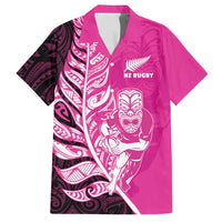New Zealand Silver Fern Rugby Custom Family Matching Long Sleeve Bodycon Dress and Hawaiian Shirt All Black Maori Pattern Pink - Polynesian Pride