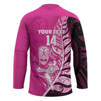 New Zealand Silver Fern Rugby Custom Hockey Jersey All Black Maori Pattern Pink LT14 - Polynesian Pride