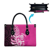 New Zealand Silver Fern Rugby Custom Leather Bag All Black Maori Pattern Pink - Polynesian Pride