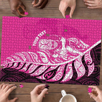 New Zealand Silver Fern Rugby Custom Puzzle All Black Maori Pattern Pink - Polynesian Pride