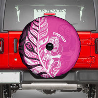 New Zealand Silver Fern Rugby Custom Spare Tire Cover All Black Maori Pattern Pink - Polynesian Pride