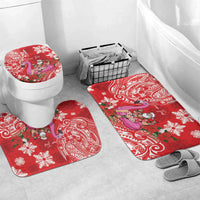 Personalized Hawaii Christmas Bathroom Set Mele Kalikimaka Chilling Shaka Santa Flamingo - Polynesian Pride