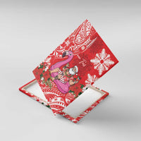 Personalized Hawaii Christmas Canvas Wall Art Mele Kalikimaka Chilling Shaka Santa Flamingo LT14 With Frame Red - Polynesian Pride