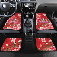 Personalized Hawaii Christmas Car Mats Mele Kalikimaka Chilling Shaka Santa Flamingo - Polynesian Pride