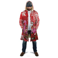 Personalized Hawaii Christmas Cloak Mele Kalikimaka Chilling Shaka Santa Flamingo - Polynesian Pride