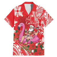 Personalized Hawaii Christmas Family Matching Mermaid Dress and Hawaiian Shirt Mele Kalikimaka Chilling Shaka Santa Flamingo - Polynesian Pride