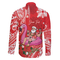 Personalized Hawaii Christmas Family Matching Summer Maxi Dress and Hawaiian Shirt Mele Kalikimaka Chilling Shaka Santa Flamingo - Polynesian Pride