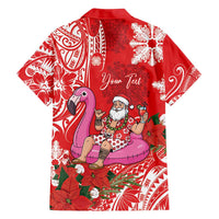 Personalized Hawaii Christmas Family Matching Tank Maxi Dress and Hawaiian Shirt Mele Kalikimaka Chilling Shaka Santa Flamingo - Polynesian Pride