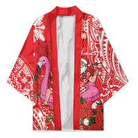 Personalized Hawaii Christmas Kimono Mele Kalikimaka Chilling Shaka Santa Flamingo - Polynesian Pride