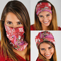 Personalized Hawaii Christmas Neck Gaiter Mele Kalikimaka Chilling Shaka Santa Flamingo - Polynesian Pride