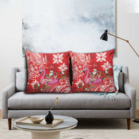 Personalized Hawaii Christmas Pillow Cover Mele Kalikimaka Chilling Shaka Santa Flamingo - Polynesian Pride