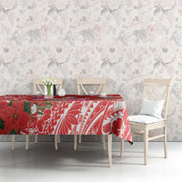 Personalized Hawaii Christmas Tablecloth Mele Kalikimaka Chilling Shaka Santa Flamingo LT14 - Polynesian Pride