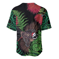 Meri Kirihimete New Zealand Baseball Jersey Piwakawaka Koru Fern Mix Pohutukawa - Polynesian Pride
