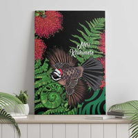 Meri Kirihimete New Zealand Canvas Wall Art Piwakawaka Koru Fern Mix Pohutukawa - Polynesian Pride