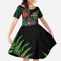 Meri Kirihimete New Zealand Family Matching Tank Maxi Dress and Hawaiian Shirt Piwakawaka Koru Fern Mix Pohutukawa - Polynesian Pride