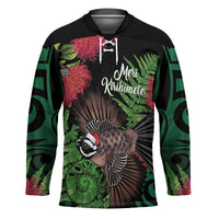Meri Kirihimete New Zealand Hockey Jersey Piwakawaka Koru Fern Mix Pohutukawa - Polynesian Pride