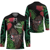 Meri Kirihimete New Zealand Hockey Jersey Piwakawaka Koru Fern Mix Pohutukawa - Polynesian Pride