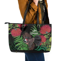 Meri Kirihimete New Zealand Leather Tote Bag Piwakawaka Koru Fern Mix Pohutukawa - Polynesian Pride