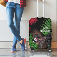 Meri Kirihimete New Zealand Luggage Cover Piwakawaka Koru Fern Mix Pohutukawa - Polynesian Pride