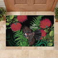 Meri Kirihimete New Zealand Rubber Doormat Piwakawaka Koru Fern Mix Pohutukawa - Polynesian Pride