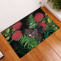 Meri Kirihimete New Zealand Rubber Doormat Piwakawaka Koru Fern Mix Pohutukawa - Polynesian Pride