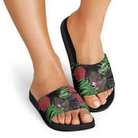 Meri Kirihimete New Zealand Slide Sandals Piwakawaka Koru Fern Mix Pohutukawa - Polynesian Pride