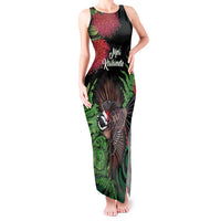 Meri Kirihimete New Zealand Tank Maxi Dress Piwakawaka Koru Fern Mix Pohutukawa - Polynesian Pride