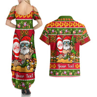 Personalised Hawaii Surfing Santa Christmas Couples Matching Summer Maxi Dress and Hawaiian Shirt Tropical Pineapple Mele Kalikimaka Quilt Pattern LT14 - Polynesian Pride