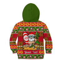 Personalised Hawaii Surfing Santa Christmas Kid Hoodie Tropical Pineapple Mele Kalikimaka Quilt Pattern LT14 - Polynesian Pride